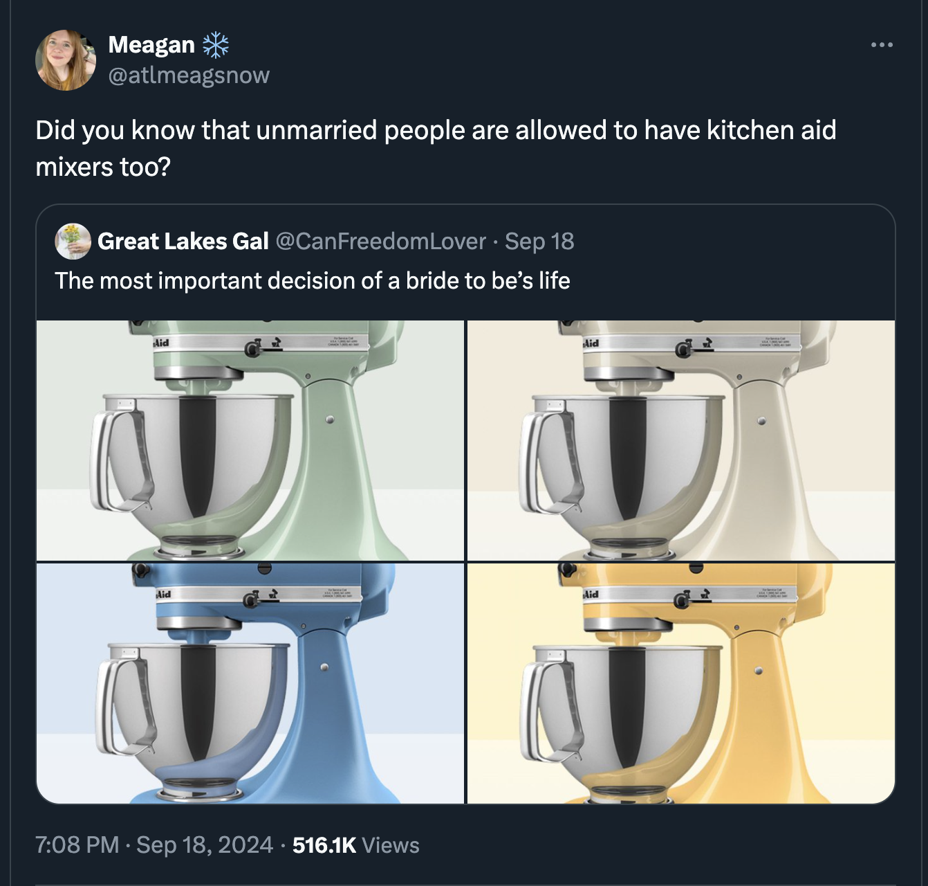 toilet - Meagan Did you know that unmarried people are allowed to have kitchen aid mixers too? Great Lakes Gal Lover Sep 18 The most important decision of a bride to be's life Views